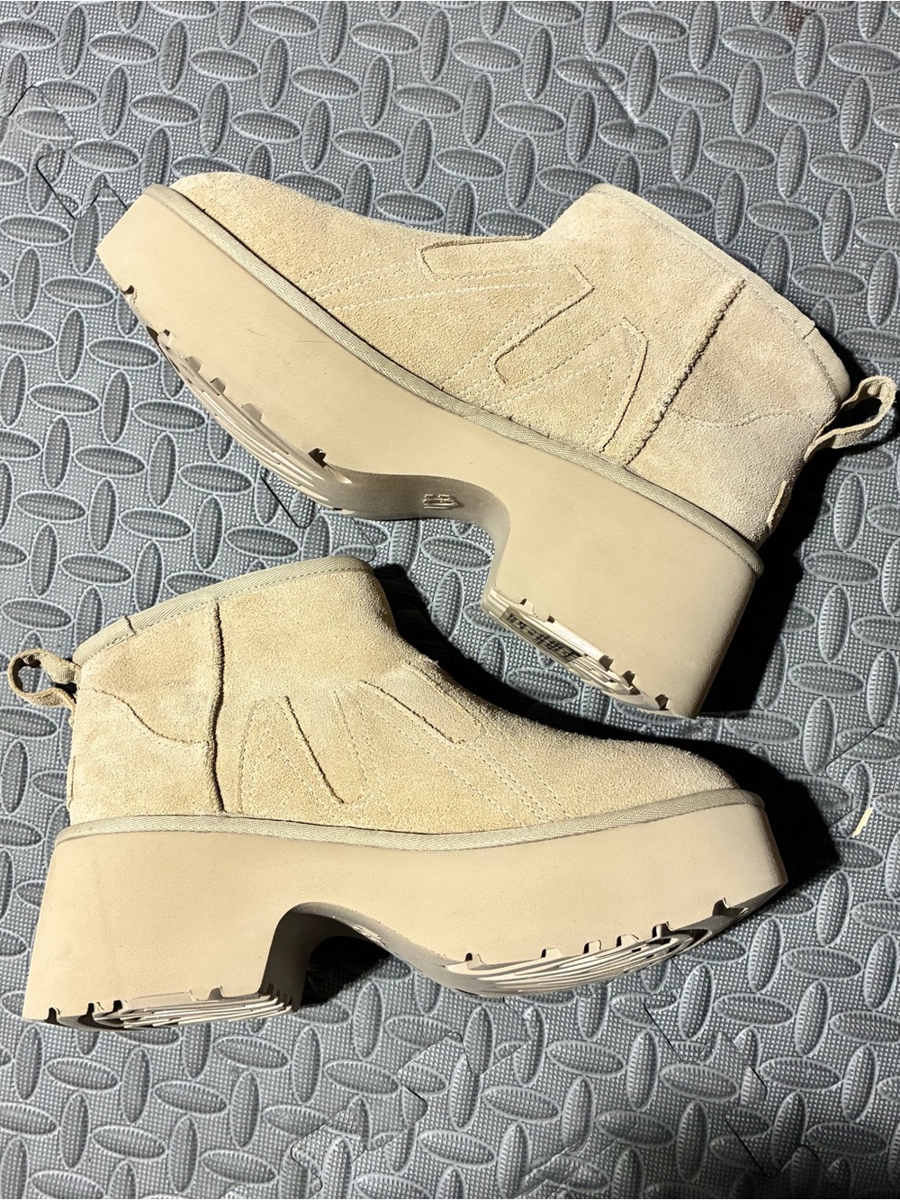 UGG Sand Suede Platform Ankle Boots